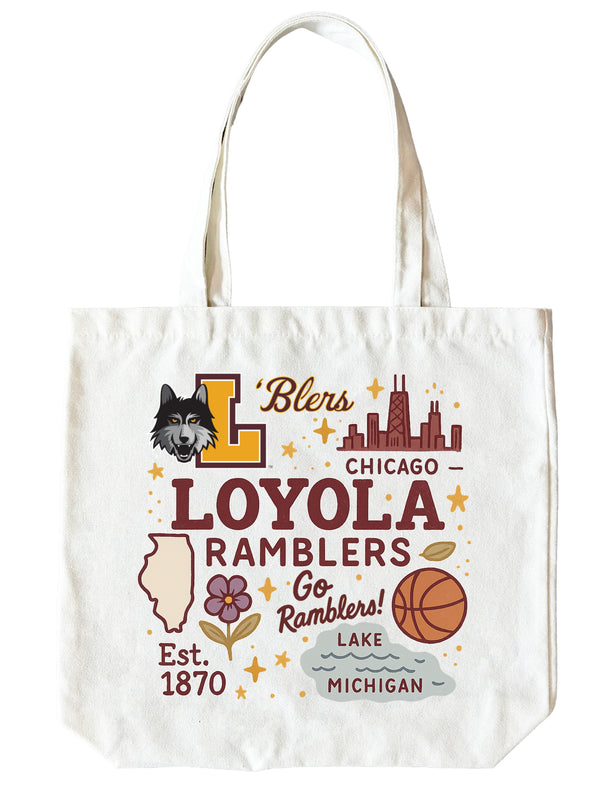 Loyola University Ramblers 15" x 15" Canvas Tote Bag Officially Licensed 