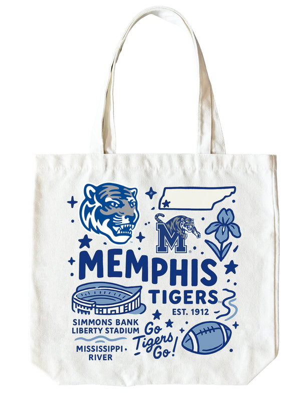 Memphis Tigers 15" x 15" Canvas Tote Bag Officially Licensed 