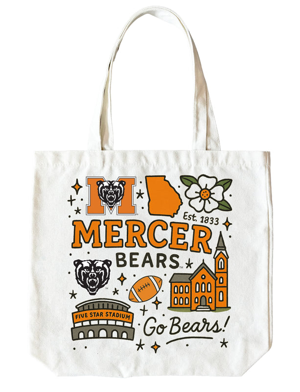 Mercer University 15" x 15" Canvas Tote Bag Officially Licensed 