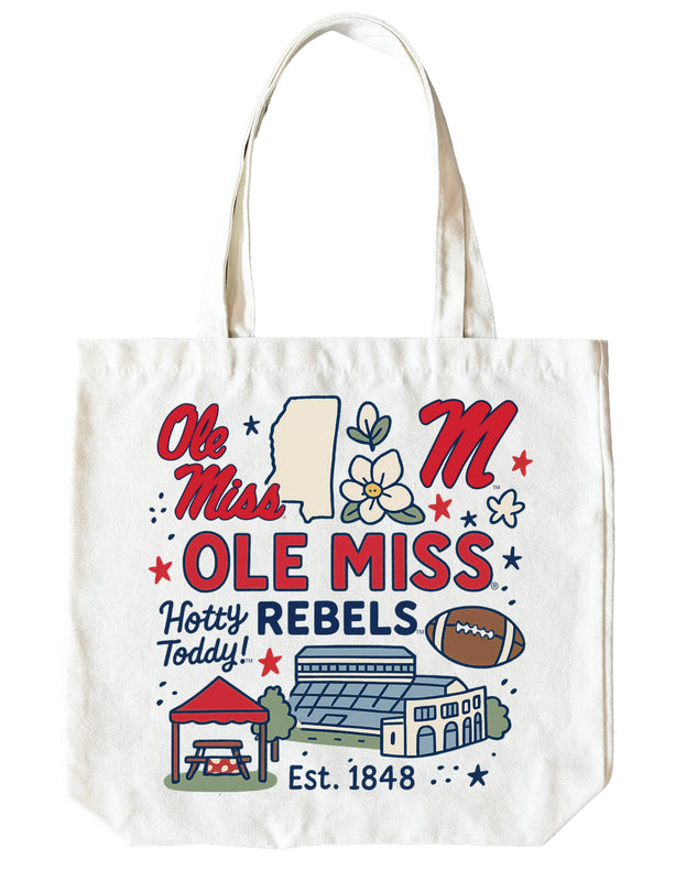 Mississippi Rebels "Ole Miss" 15" x 15" Canvas Tote Bag Officially Licensed 