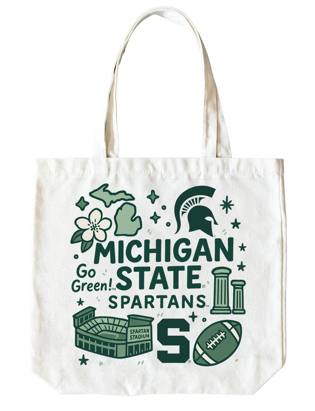 Michigan State Spartans 15" x 15" Canvas Tote Bag Officially Licensed 