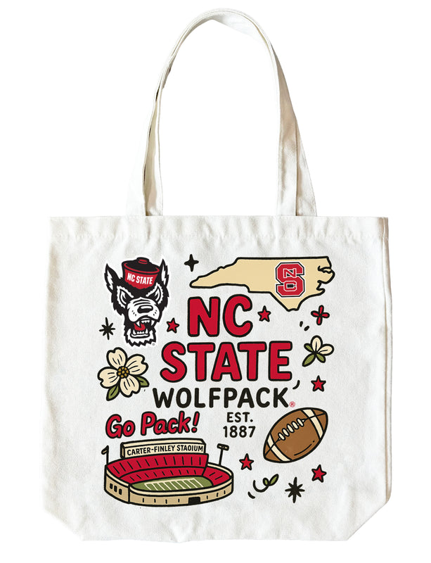 NC State Wolfpack 15" x 15" Canvas Tote Bag Officially Licensed 