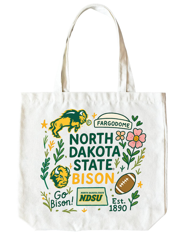 North Dakota State Bison 15" x 15" Canvas Tote Bag Officially Licensed 