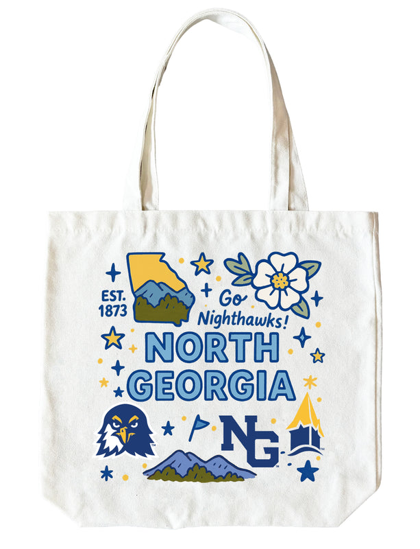 North Georgia Nighthawks 15" x 15" Canvas Tote Bag Officially Licensed 