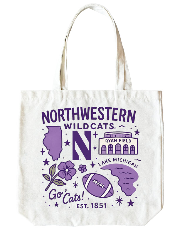 Northwestern University Wildcats 15" x 15" Canvas Tote Bag Officially Licensed 
