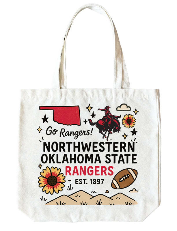 Northwestern Oklahoma State University 15" x 15" Canvas Tote Bag Officially Licensed 
