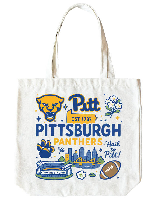 Pittsburgh Panthers 15" x 15" Canvas Tote Bag Officially Licensed 