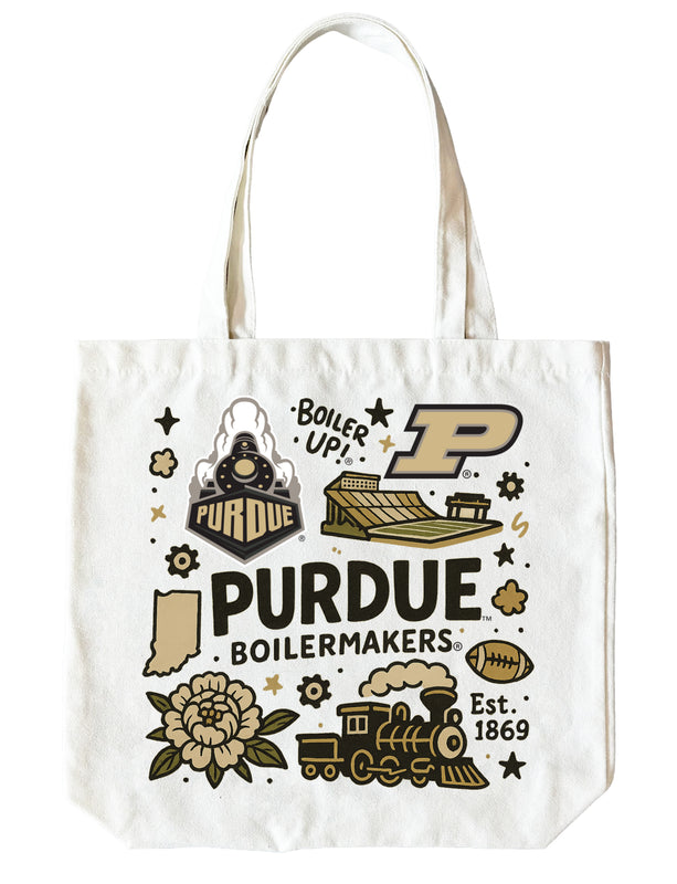 Purdue Boilermakers 15" x 15" Canvas Tote Bag Officially Licensed 