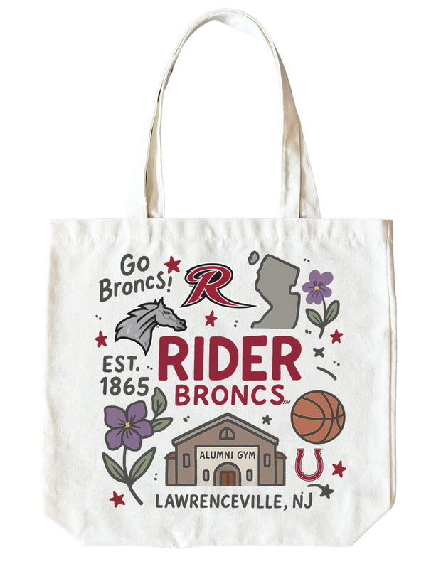 Rider University Broncs 15" x 15" Canvas Tote Bag Officially Licensed 