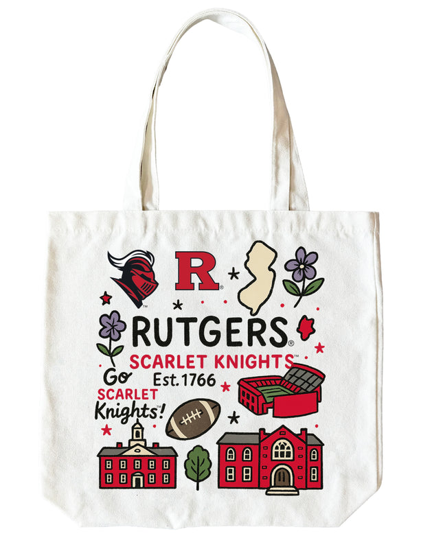 Rutgers Scarlet Knights 15" x 15" Canvas Tote Bag Officially Licensed 