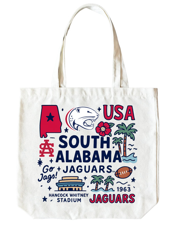 University of South Alabama 15" x 15" Canvas Tote Bag Officially Licensed 