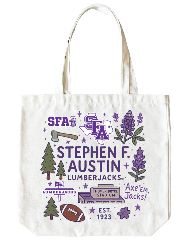 Stephen F. Austin State University 15" x 15" Canvas Tote Bag Officially Licensed 