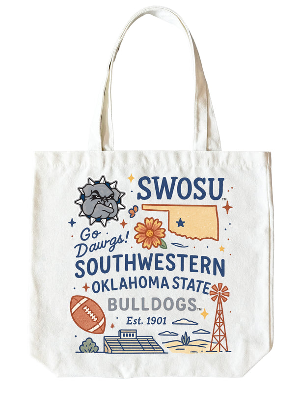 Southwestern Oklahoma State University 15" x 15" Canvas Tote Bag Officially Licensed 