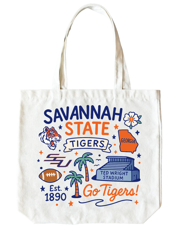 Savannah State University 15" x 15" Canvas Tote Bag Officially Licensed 