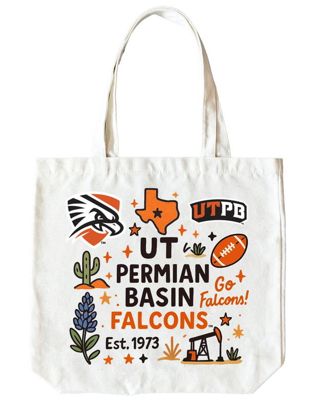 University of Texas of the Permian Basin 15" x 15" Canvas Tote Bag Officially Licensed 