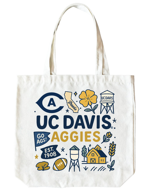UC Davis Aggies 15" x 15" Canvas Tote Bag Officially Licensed 