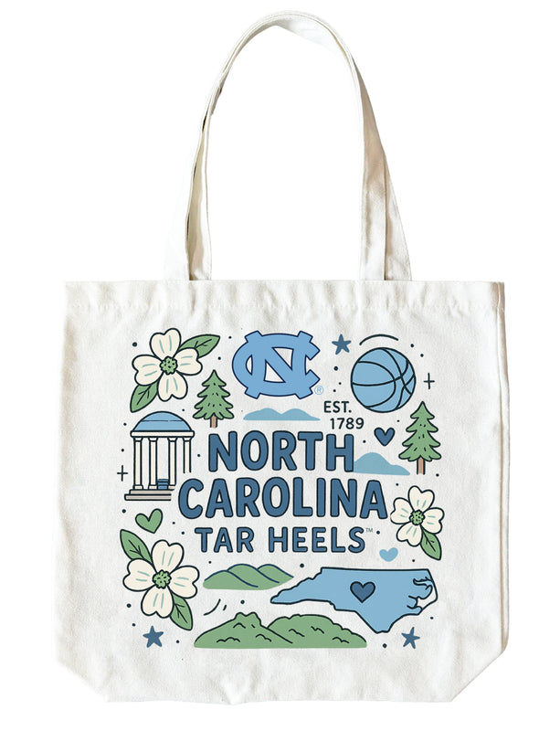 UNC Tar Heels 15" x 15" Canvas Tote Bag Officially Licensed 