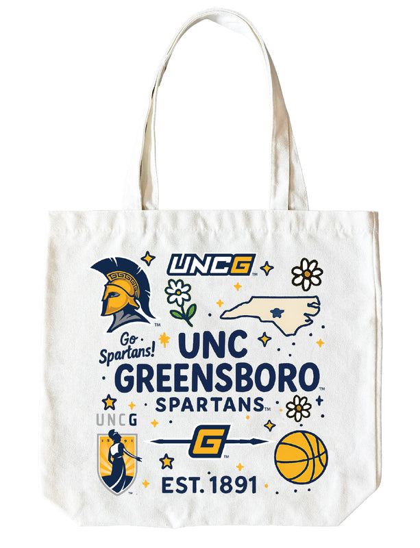 North Carolina Greensboro Spartans 15" x 15" Canvas Tote Bag Officially Licensed 