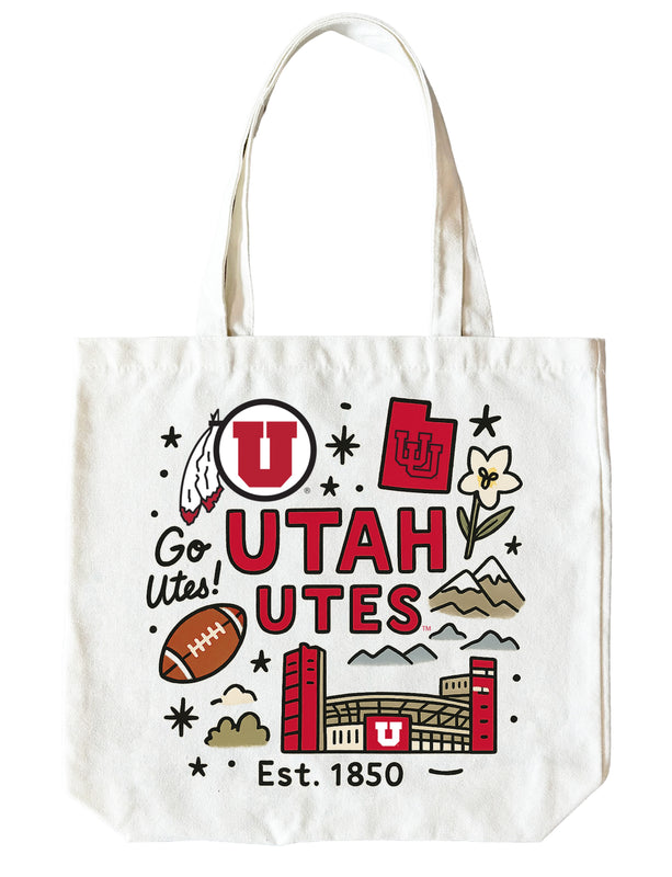 Utah Utes 15" x 15" Canvas Tote Bag Officially Licensed 