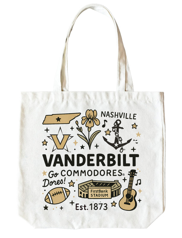 Vanderbilt University 15" x 15" Canvas Tote Bag Officially Licensed 