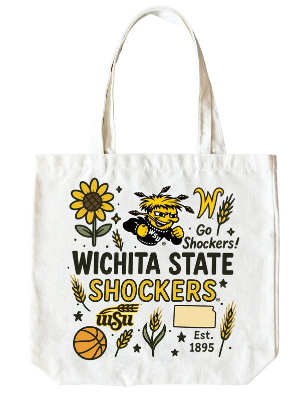 Wichita State Shockers 15" x 15" Canvas Tote Bag Officially Licensed 