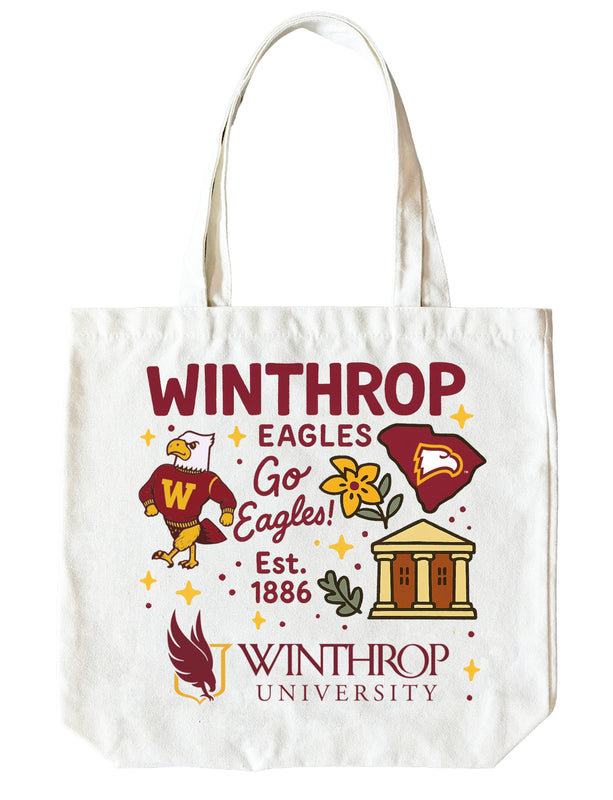 Winthrop University 15" x 15" Canvas Tote Bag Officially Licensed 