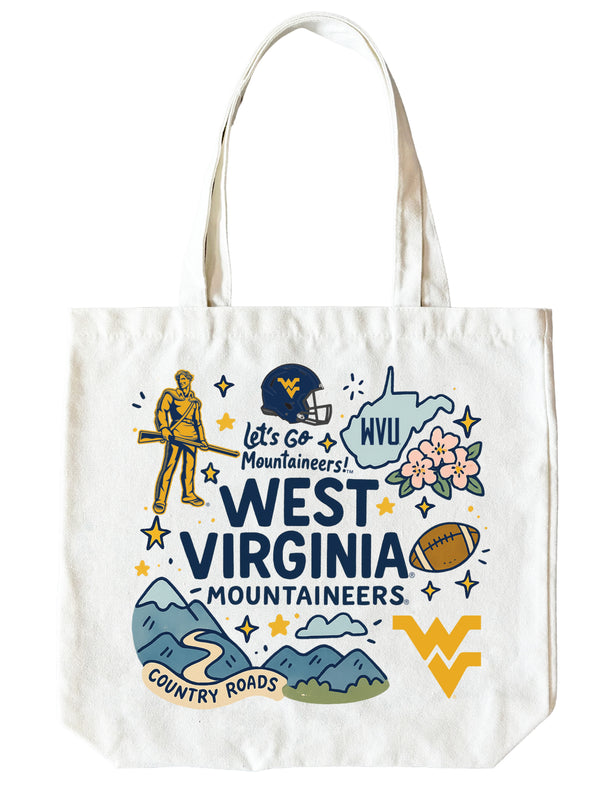 West Virginia Mountaineers 15" x 15" Canvas Tote Bag Officially Licensed 