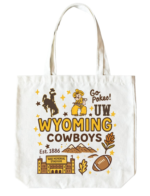 University of Wyoming 15" x 15" Canvas Tote Bag Officially Licensed 