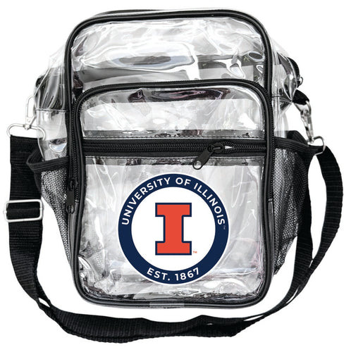 Illinois Fighting Illini Clear Messenger Crossbody Tote Bag Officially Licensed 