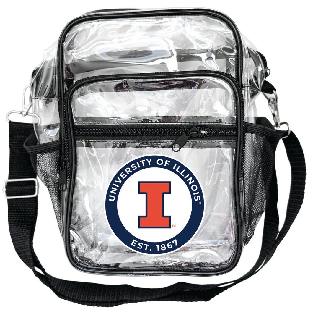 Illinois Fighting Illini Clear Messenger Crossbody Tote Bag Officially Licensed 