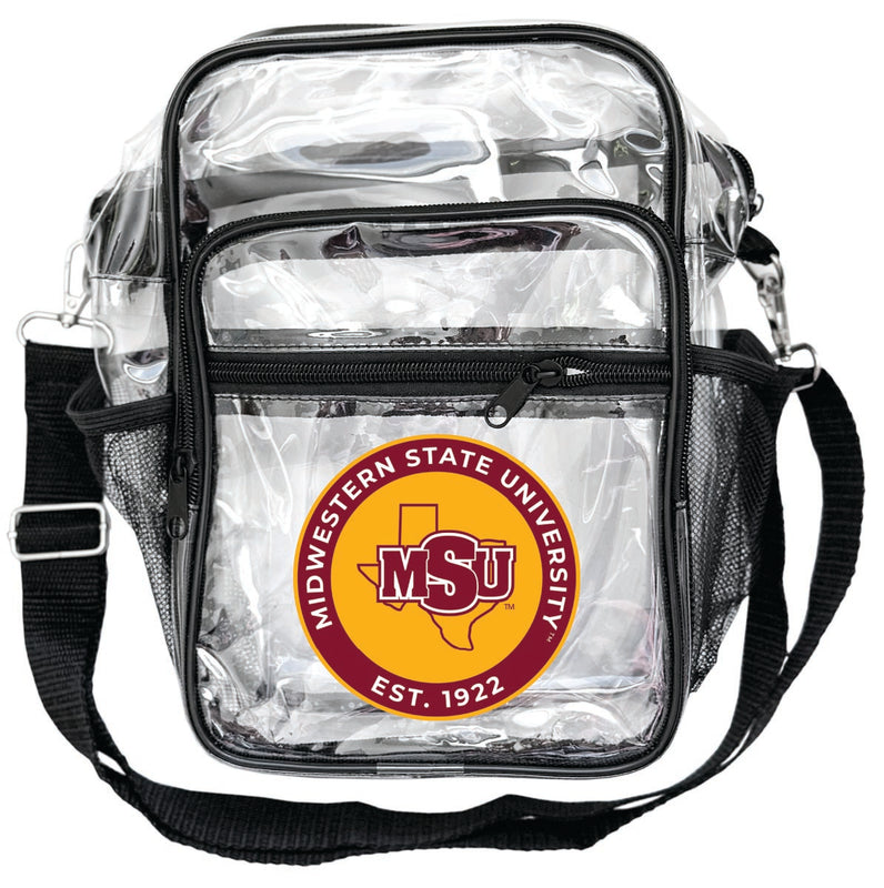 Midwestern State University Mustangs Clear Messenger Crossbody Tote Bag Officially Licensed 