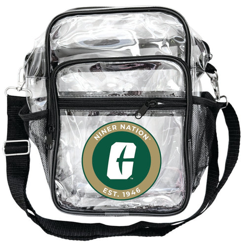 North Carolina Charlotte Forty-Niners Clear Messenger Crossbody Tote Bag Officially Licensed 