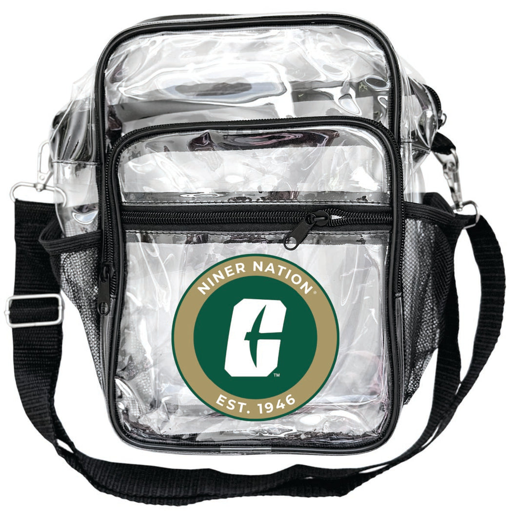North Carolina Charlotte Forty-Niners Clear Messenger Crossbody Tote Bag Officially Licensed 