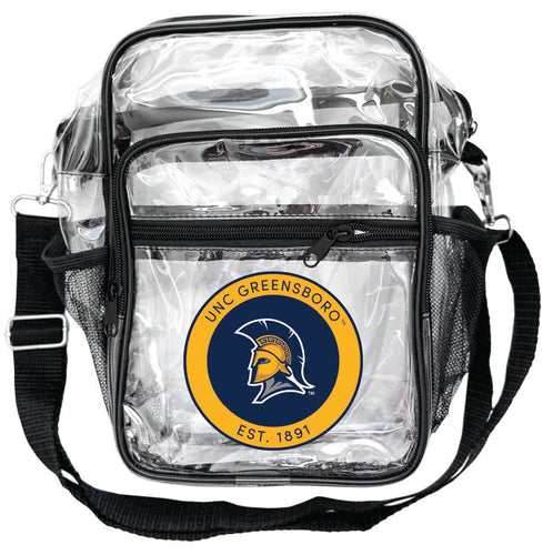 North Carolina Greensboro Spartans Clear Messenger Crossbody Tote Bag Officially Licensed 