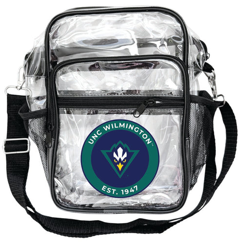 North Carolina Wilmington Seahawks Clear Messenger Crossbody Tote Bag Officially Licensed 