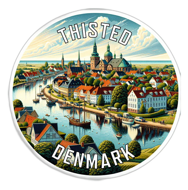 Thisted Denmark Souvenir Die Cut Flat Magnet 2-Inch
