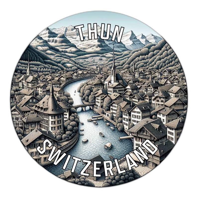 Thun Switzerland Souvenir Die Cut Flat Magnet 6-Inch