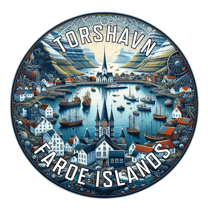 Torshavn Faroe Islands Souvenir Die Cut Flat Magnet 6-Inch