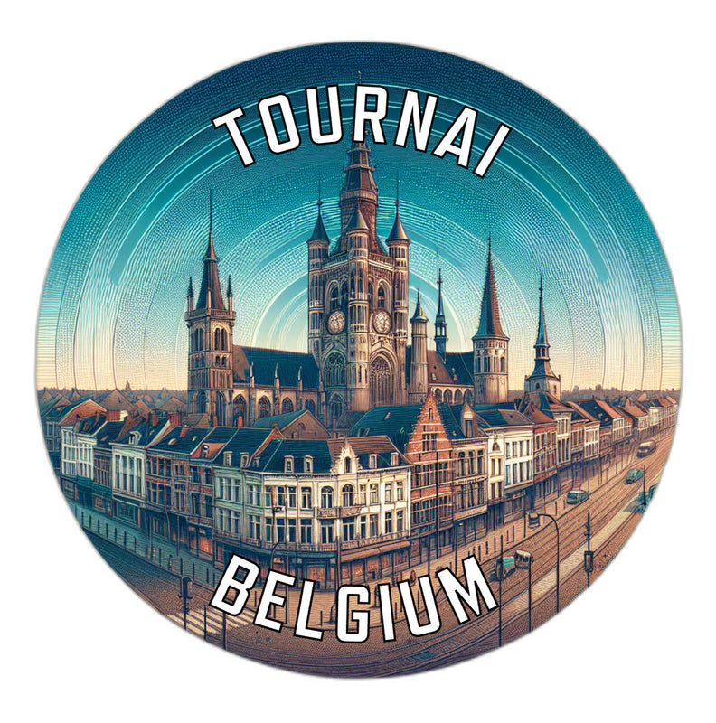 Tournai Belgium Souvenir Die Cut Flat Magnet 6-Inch