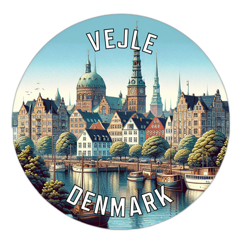 Vejle Denmark Souvenir Die Cut Flat Magnet 2-Inch