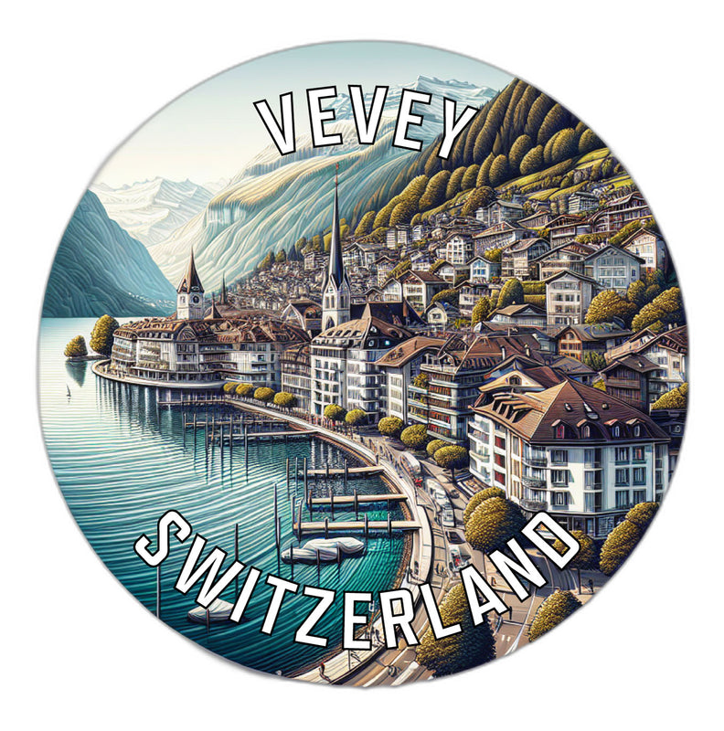 Vevey Switzerland Souvenir Die Cut Flat Magnet 2-Inch