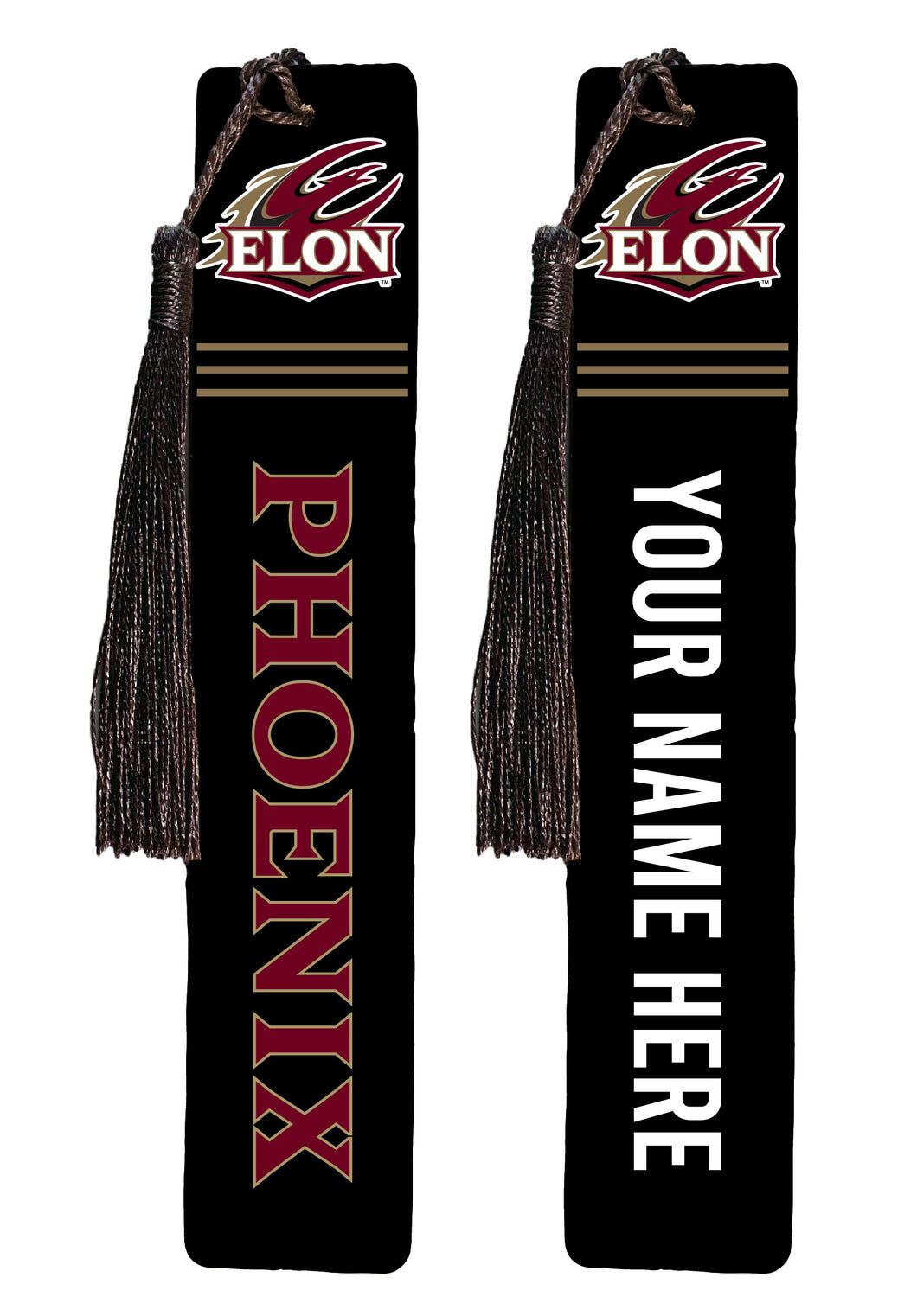 Elon University Personalized Wooden Bookmark with Tassel – Officially Licensed Collegiate Product 2-Pack