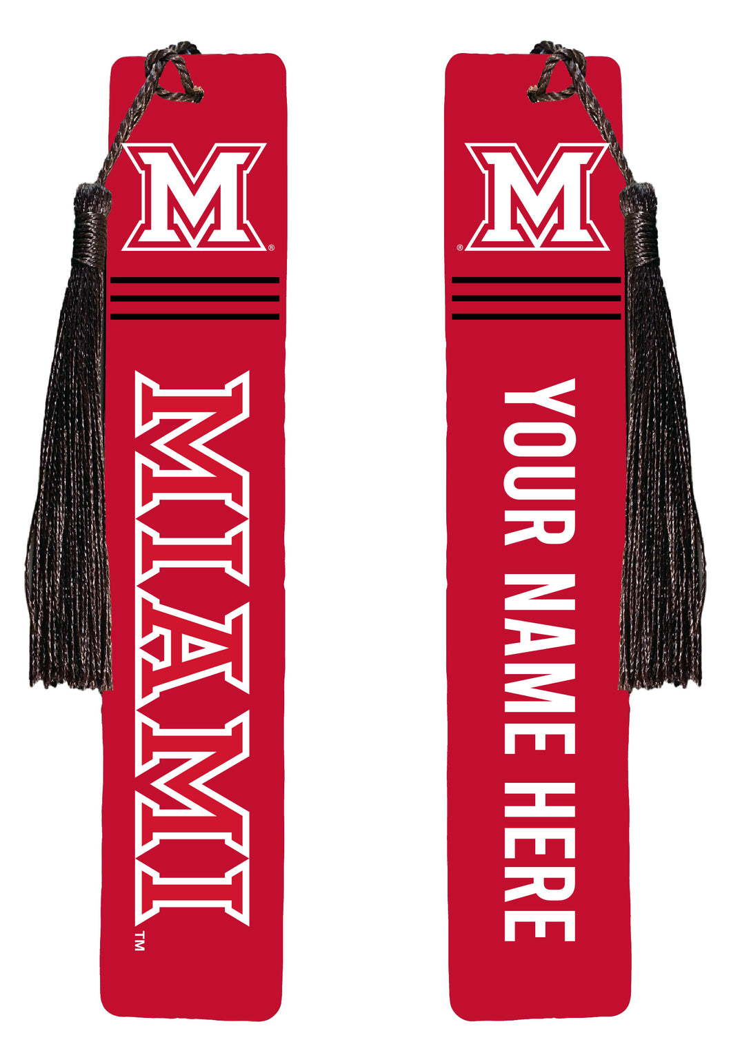 Miami University of Ohio Personalized Wooden Bookmark with Tassel – Officially Licensed Collegiate Product Single