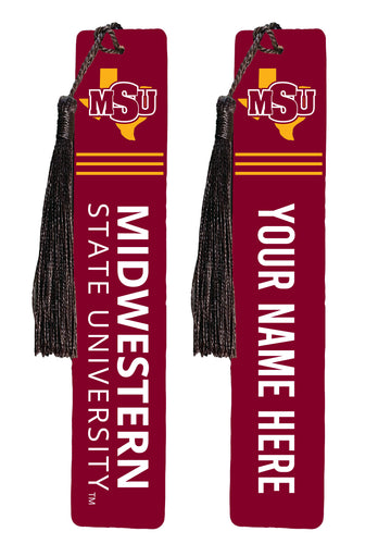 Midwestern State University Mustangs Personalized Wooden Bookmark with Tassel – Officially Licensed Collegiate Product 4-Pack