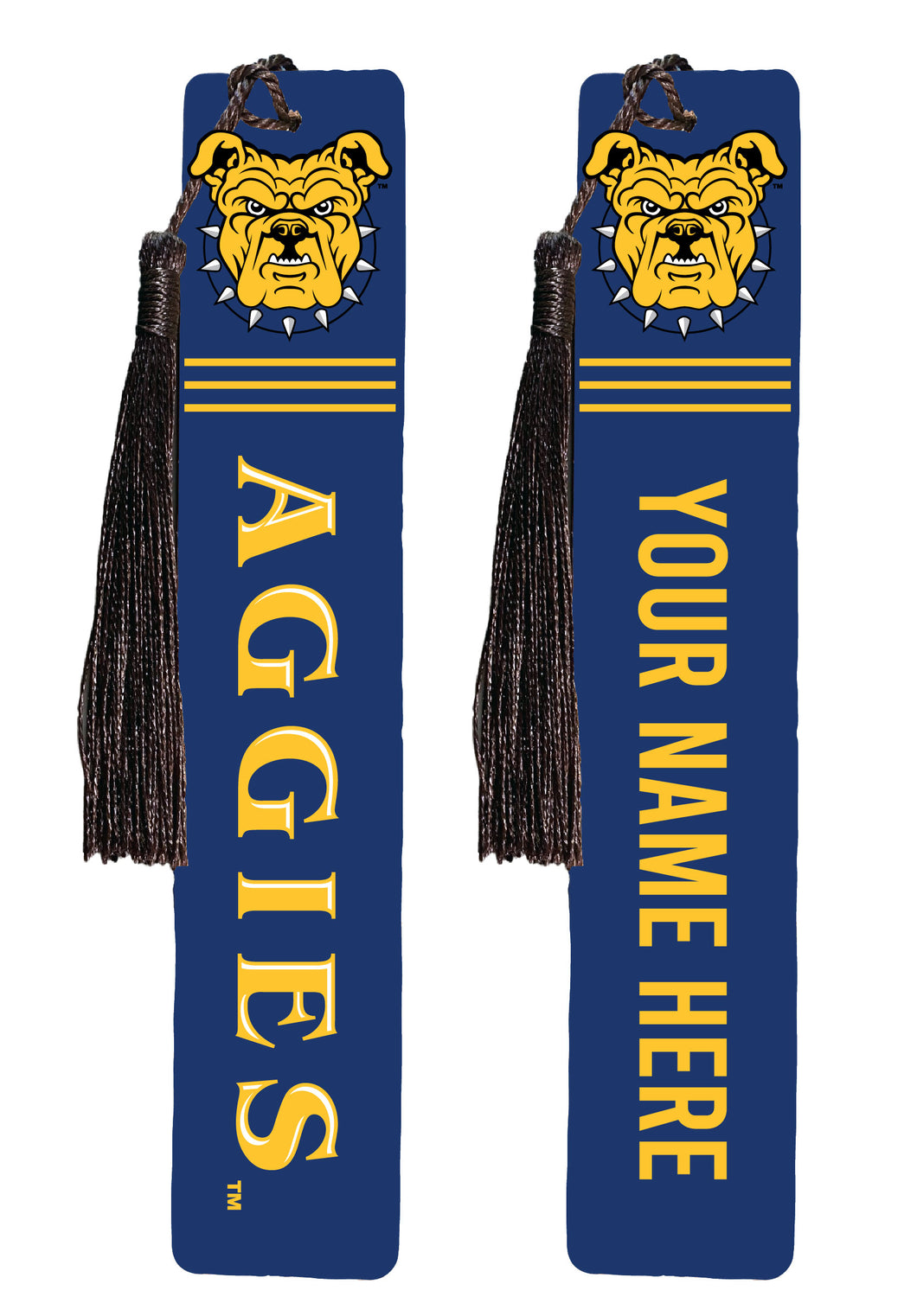 North Carolina A&T State Aggies Personalized Wooden Bookmark with Tassel – Officially Licensed Collegiate Product 4-Pack