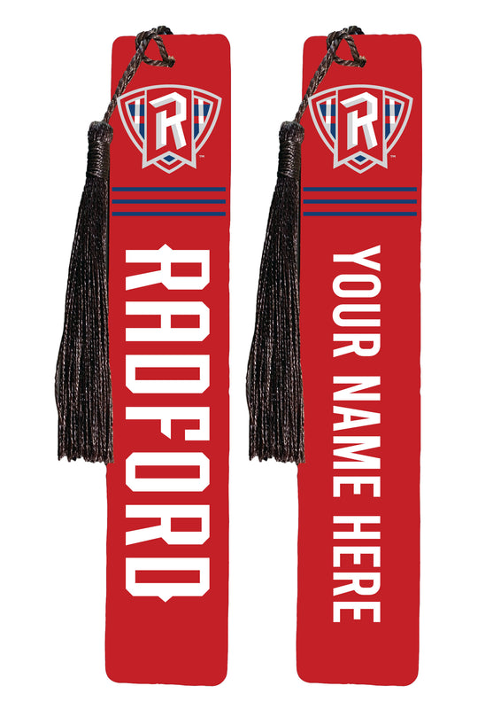 Radford University Highlanders Personalized Wooden Bookmark with Tassel – Officially Licensed Collegiate Product 2-Pack