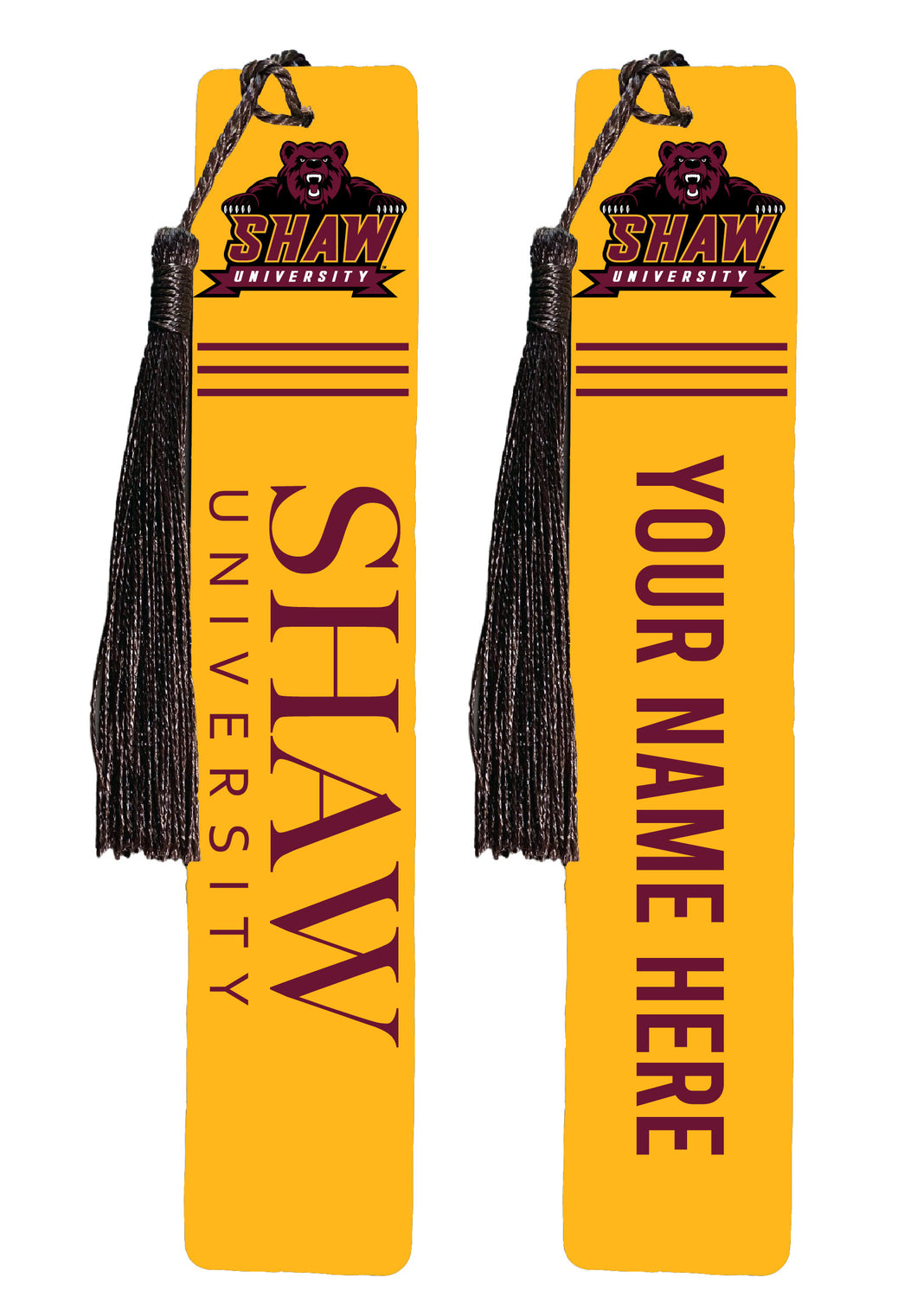 Shaw University Bears Personalized Wooden Bookmark with Tassel – Officially Licensed Collegiate Product Single