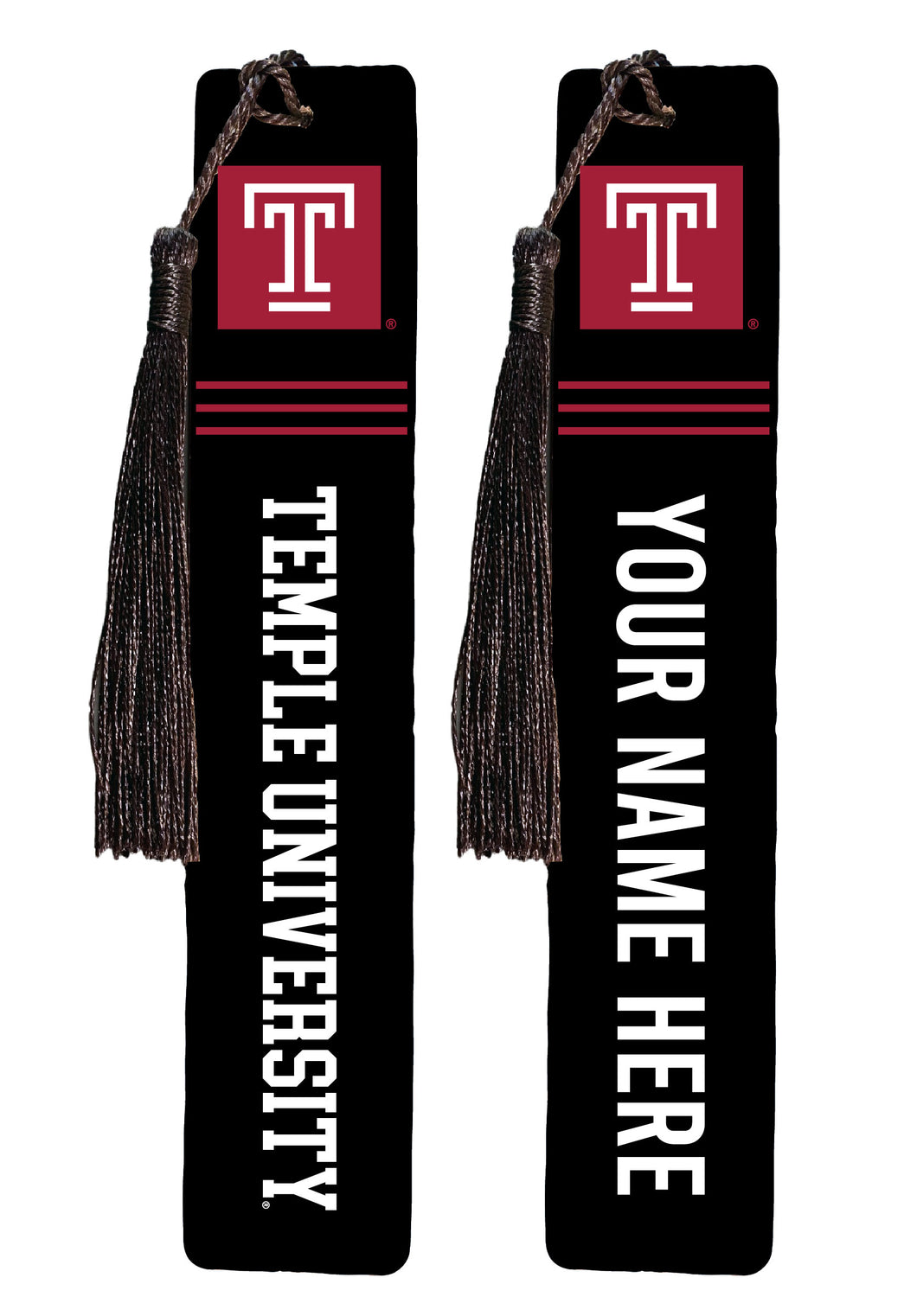 Temple University Personalized Wooden Bookmark with Tassel – Officially Licensed Collegiate Product 2-Pack