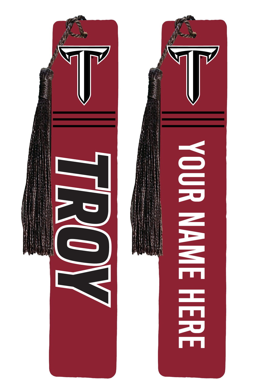 Troy University Personalized Wooden Bookmark with Tassel – Officially Licensed Collegiate Product 4-Pack