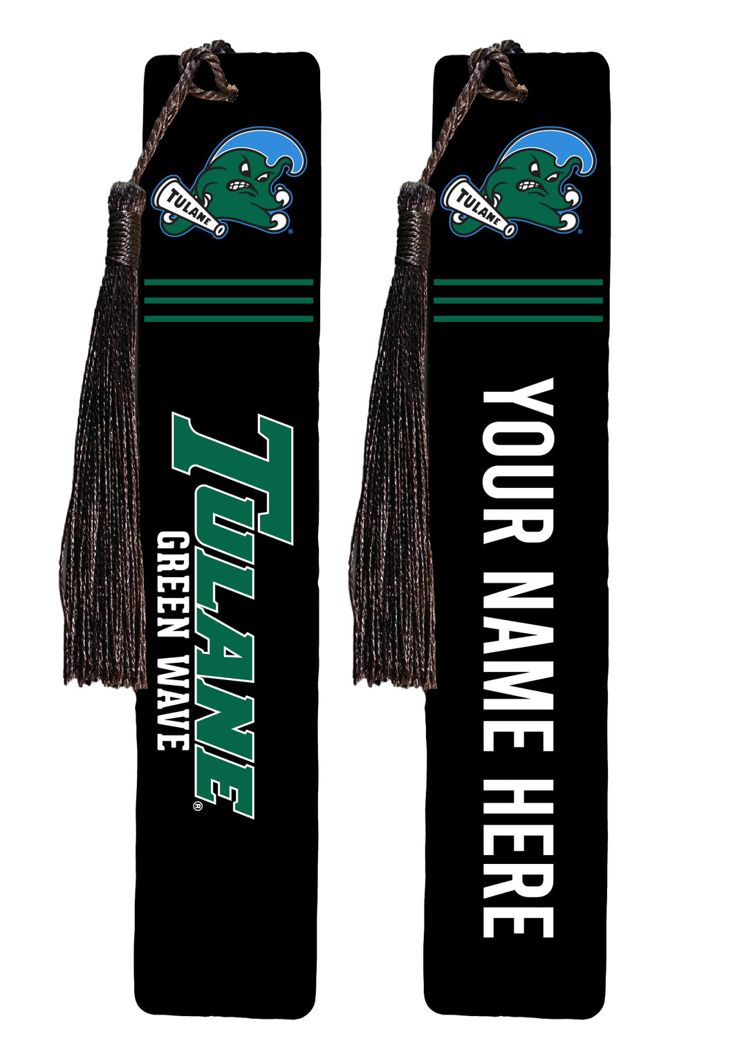 Tulane University Green Wave Personalized Wooden Bookmark with Tassel – Officially Licensed Collegiate Product 2-Pack